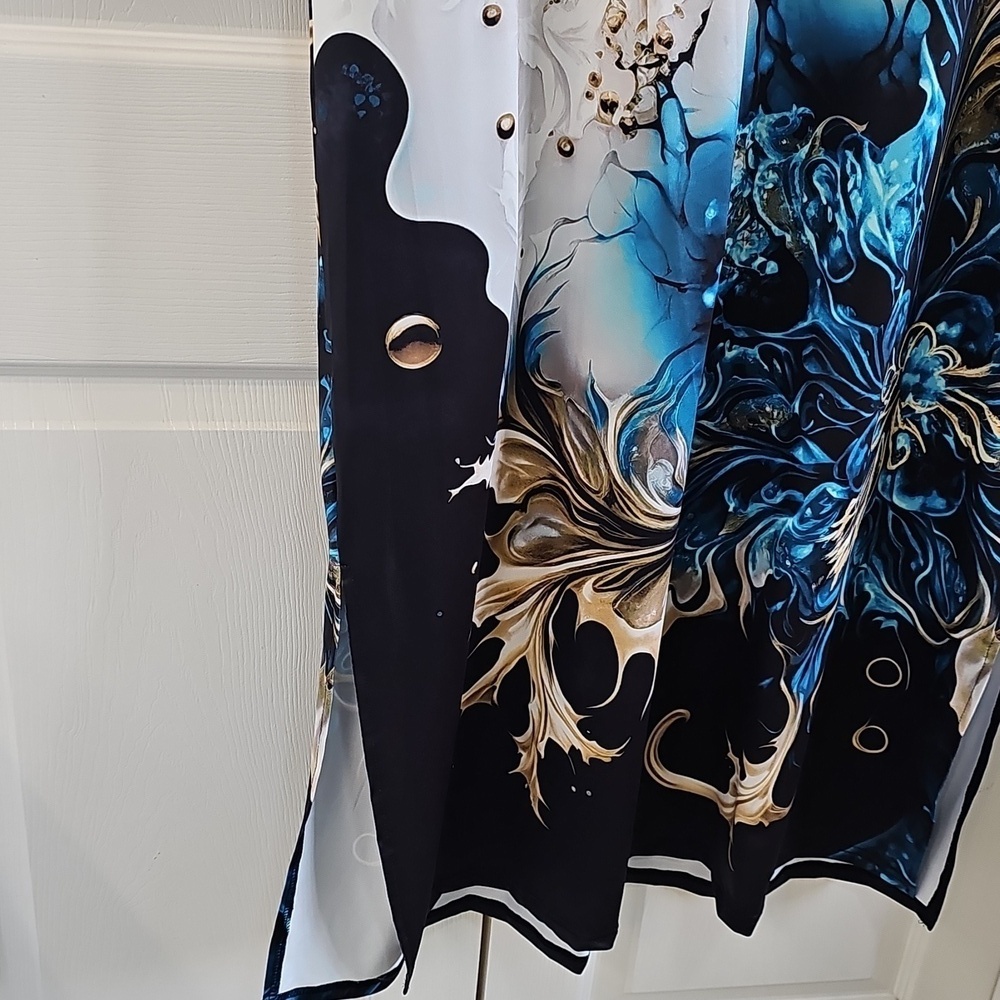 New Vibrant Tropical Vacation V-Neck Short Sleeve Coverup Or Dress - Picture 11 of 14